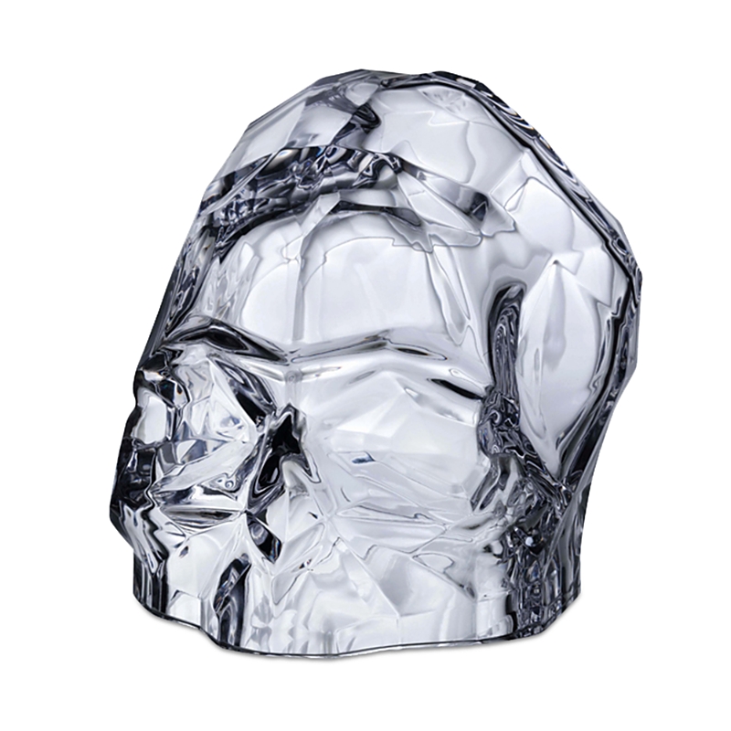 Nude Glass Memento Mori Faceted Skull Head Decor, Small In Clear