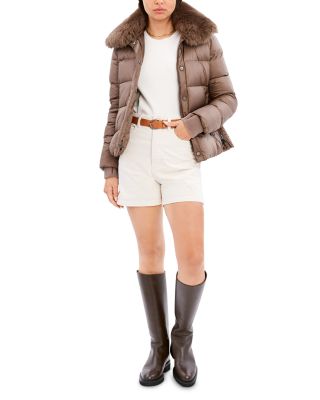 Vera Shearling Trim Down Coat 