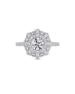 Center of My Universe Floral Halo Ring in 18K White Gold, 1.80 ct. t.w.