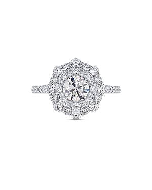 De Beers Forevermark Center Of My Universe Floral Halo Ring In 18k White Gold, 1.80 Ct. T. W. In White