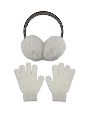 Capelli Kids' Girls' Faux Fur Earmuffs & Gloves Set In Dark Gray
