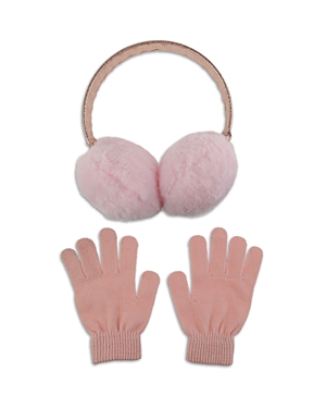 Capelli Kids' Girls' Faux Fur Earmuffs & Gloves Set In Light Pink