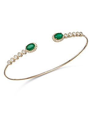 Bloomingdale's Emerald & Diamond Cuff Bangle Bracelet in 14K Yellow Gold - 100% Exclusive