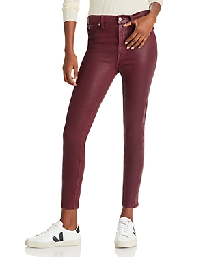 Shop 7 For All Mankind High Rise Ankle Skinny Jeans In Coated Ruby