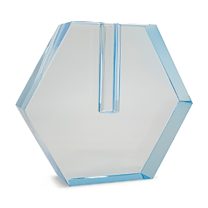 Tizo Crystal Blue Hexagon Flat Vase, Small