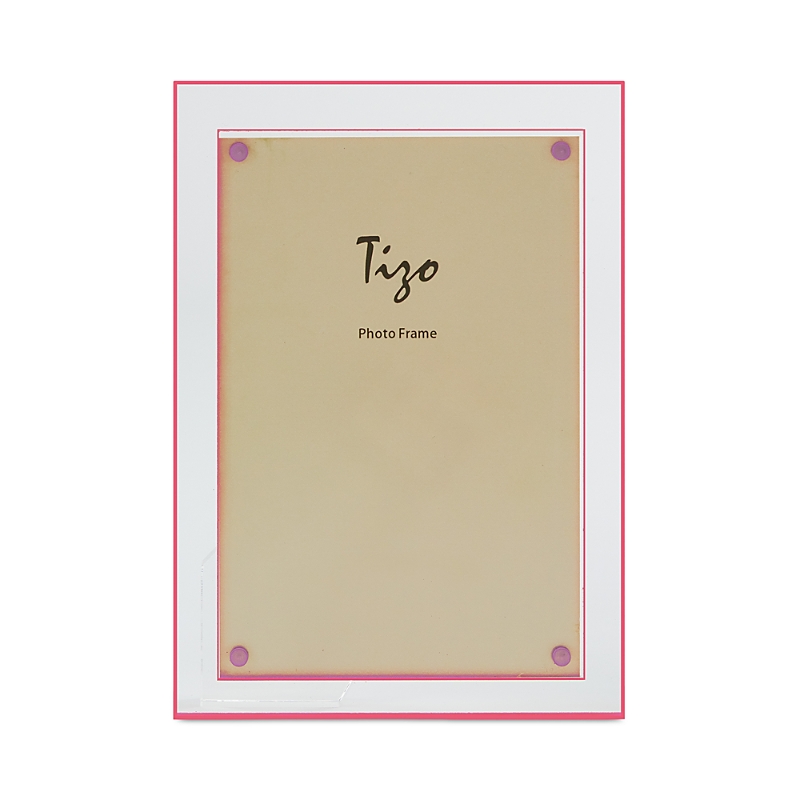 Tizo Lucite Double Border Frame, 4" X 6" In Clear/pink
