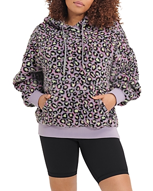 Ugg Loyra Sherpa Hoodie In Black Spotty