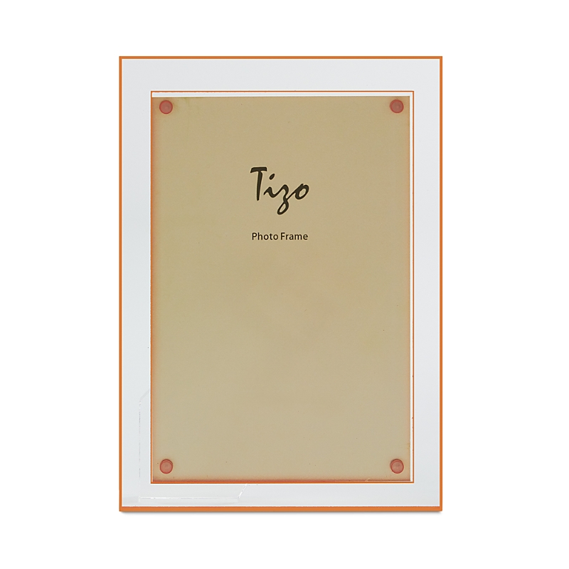 Tizo Double Border Lucite Frame, 4 X 6 In Clear/orange