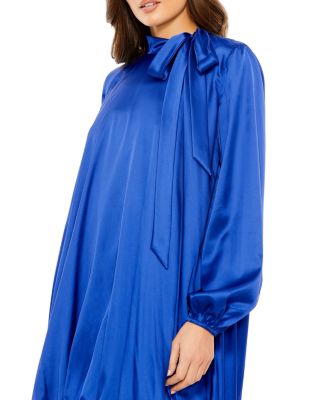 Tie Neck Blouson Mini Dress