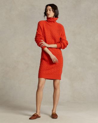Ralph Lauren Cable Knit Turtleneck Sweater Dress