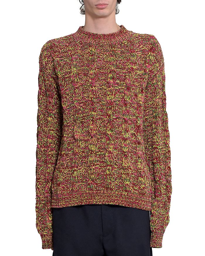 Marni Multicolor Crewneck Cable Knit Sweater Bloomingdale's