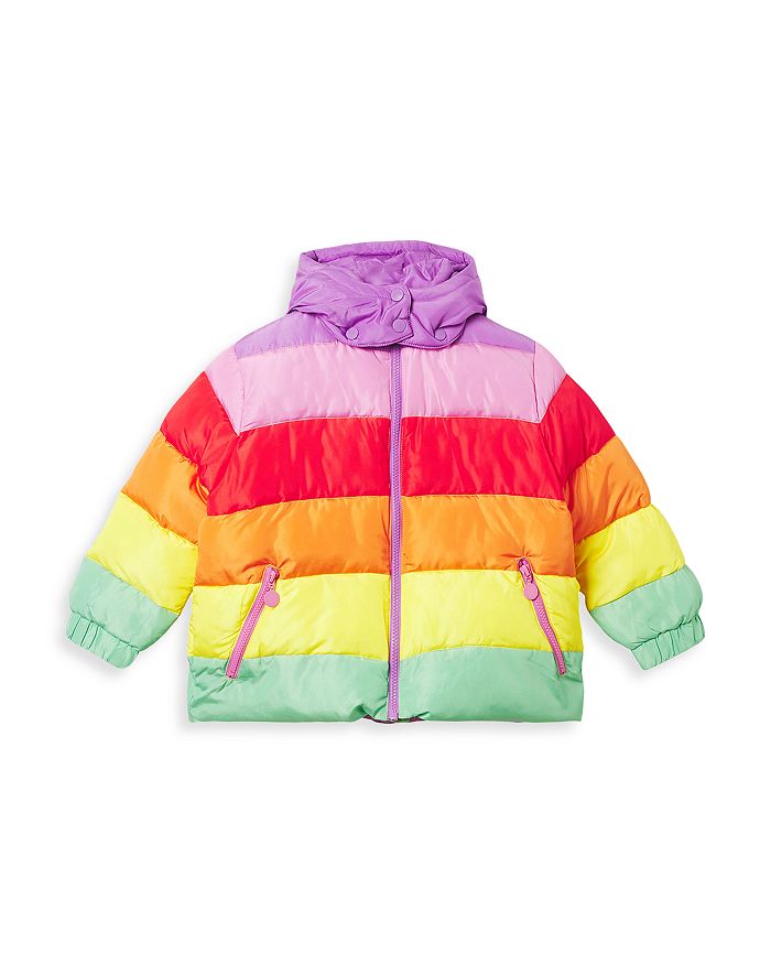 Stella McCartney Girls' Rainbow Striped Puffer Jacket - Little Kid, Big ...