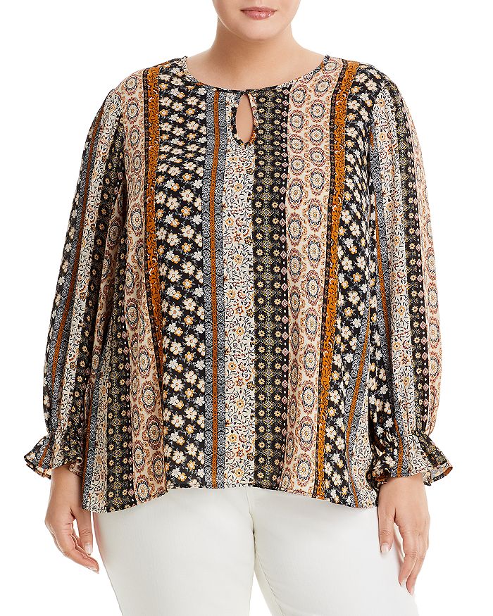 Status by Chenault Plus Print Block Keyhole Top Bloomingdale's