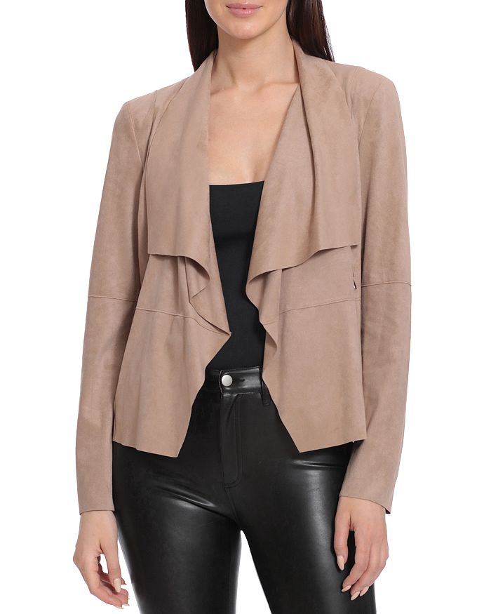 SPANX, Jackets & Coats, Spanx Drape Front Jacket Black Faux Leather