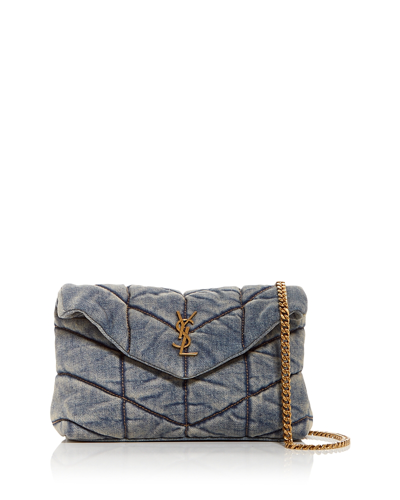 Saint Laurent Puffer Toy Convertible Shoulder Bag in Denim