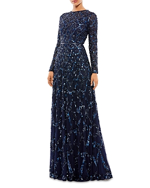 Mac Duggal Allover Sequin Gown In Midnight