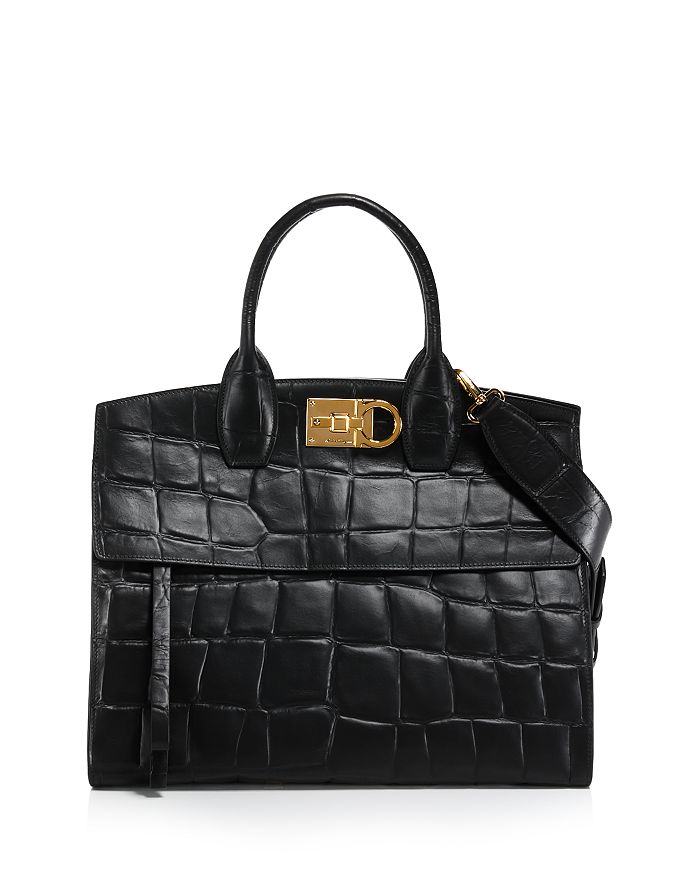 Salvatore Ferragamo Studio Croc Embossed Satchel | Bloomingdale's