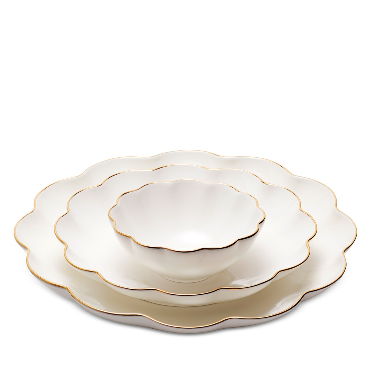 Aerin Scalloped Nesting Serving Dishes, Set of 3 in Cream