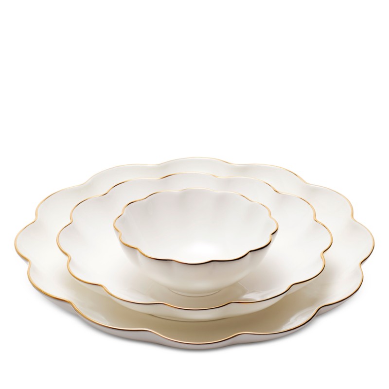 Aerin Scalloped Nesting Serving Dishes, Set of 3 in Cream