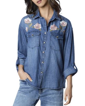 Billy T Rose Embroidered Denim Shirt | Bloomingdale's