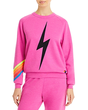 Aviator Nation Bolt Chevron Sweatshirt In Pink/neon Stripe