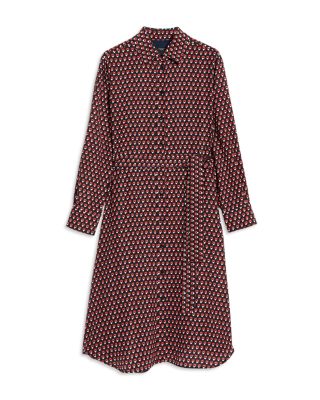 ワンピース Max Mara Printed Silk Manna Shirt Dress Max Mara Shirt dress MANNA in silk with ruffles in white/ cognac