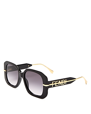 Shop Fendi Graphy Square Sunglasses, 55mm In Black/gray Gradient