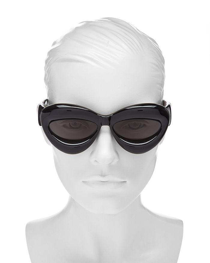 Shop Loewe Fashion Show Inflate Cat Eye Sunglasses, 55mm In Black/gray Solid