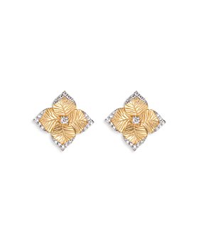 PIRANESI - 18K Yellow Gold Diamond Oro Small Flower Earrings