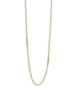 18K Gold Superfine Caviar Station Chain Necklace, 32"