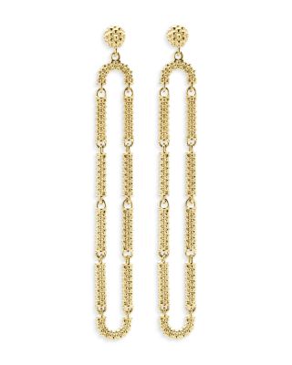 LAGOS - 18K Yellow Gold Signature Caviar Oval Bead Link Drop Earrings