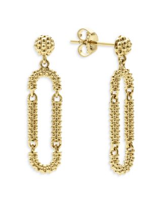 18K Yellow Gold Signature Caviar Superfine Long Drop Earrings