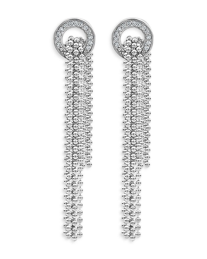 LAGOS - Sterling Silver Caviar Spark Diamond Circle Multi Chain Drop Earrings