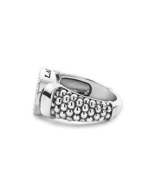 Sterling Silver Caviar Spark Diamond Circle Bead Ring
