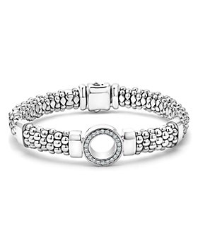 LAGOS - Sterling Silver Caviar Spark Diamond Circle Bead & Polished Link Bracelet