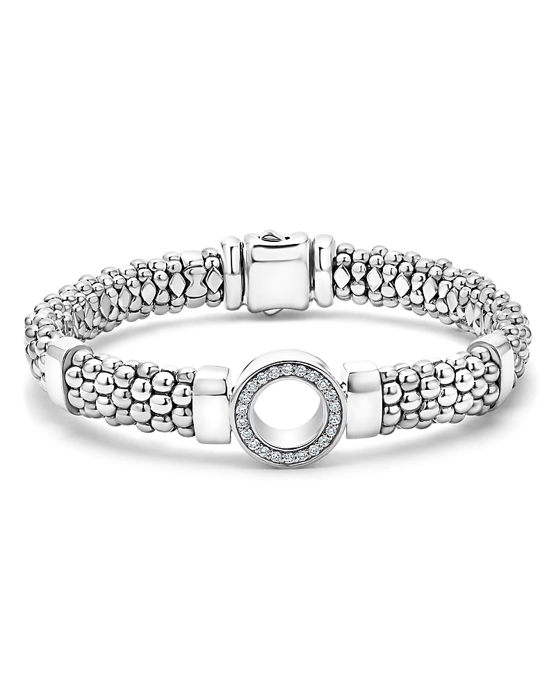 Lagos Caviar Spark Diamond Station Rope Bracelet In Silver