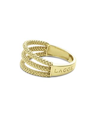 18K Yellow Gold Signature Caviar Triple Row Beaded Ring