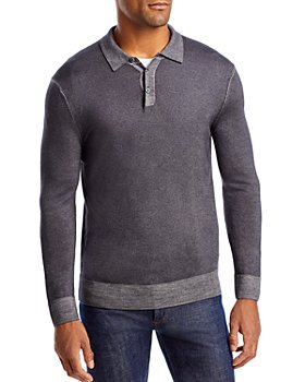 Michael Kors - Merino Wool Color Blocked Regular Fit Long Sleeve Polo Shirt 
