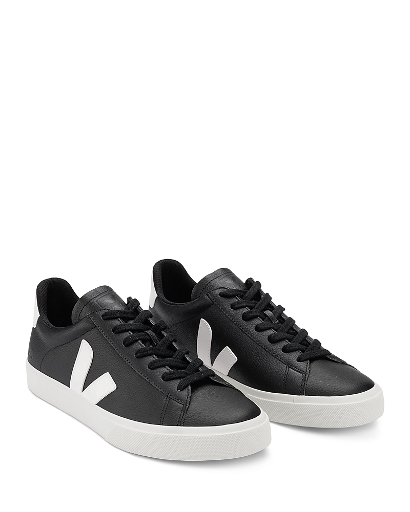 Veja Men's Campo Low Top Leather Sneakers in Black/White