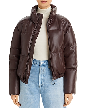 Aqua Faux Leather Puffer Jacket - 100% Exclusive In Chocolate