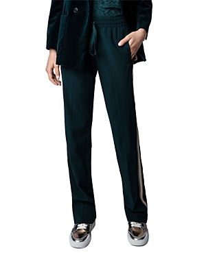 Zadig & Voltaire Pomy Crepe Track Pants In Peacock