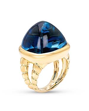 Marina B 18k Yellow Gold Tigella Blue Topaz Ring In Blue/gold
