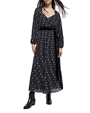 The Kooples Polka Dots Maxi Dress In Black