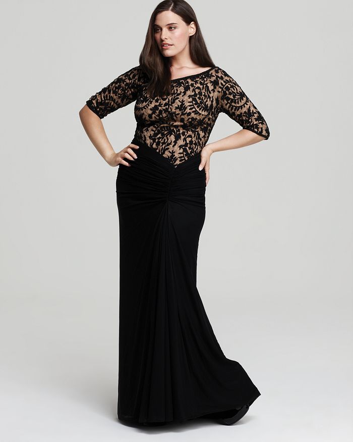 Tadashi Shoji Plus Twofer Lace Gown Bloomingdale s