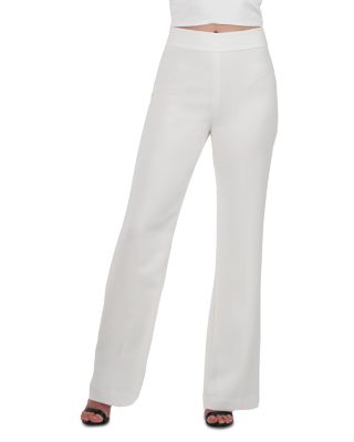 white wide leg suit pants