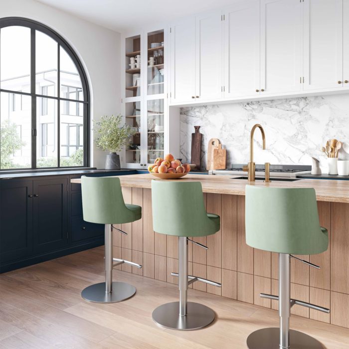 Reagan Performance Faux Leather Silver Adjustable Stool