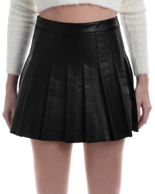 Juniors Pleather Pleated Skirt Bloomingdales Women Clothing Skirts Pleated Skirts 
