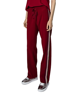 Zadig & Voltaire Pomy Crepe Track Pants In Wine