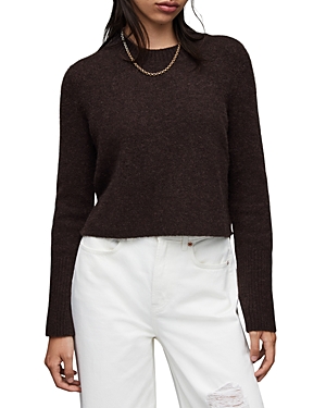 Allsaints Wick Wool Blend Crop Sweater In Bitter Brown