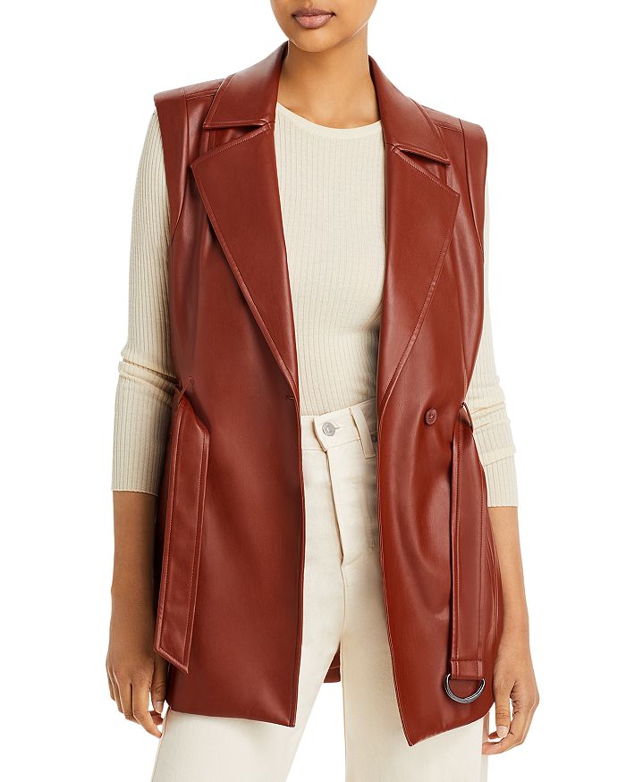 T Tahari Faux Leather Belted Vest | Bloomingdale's